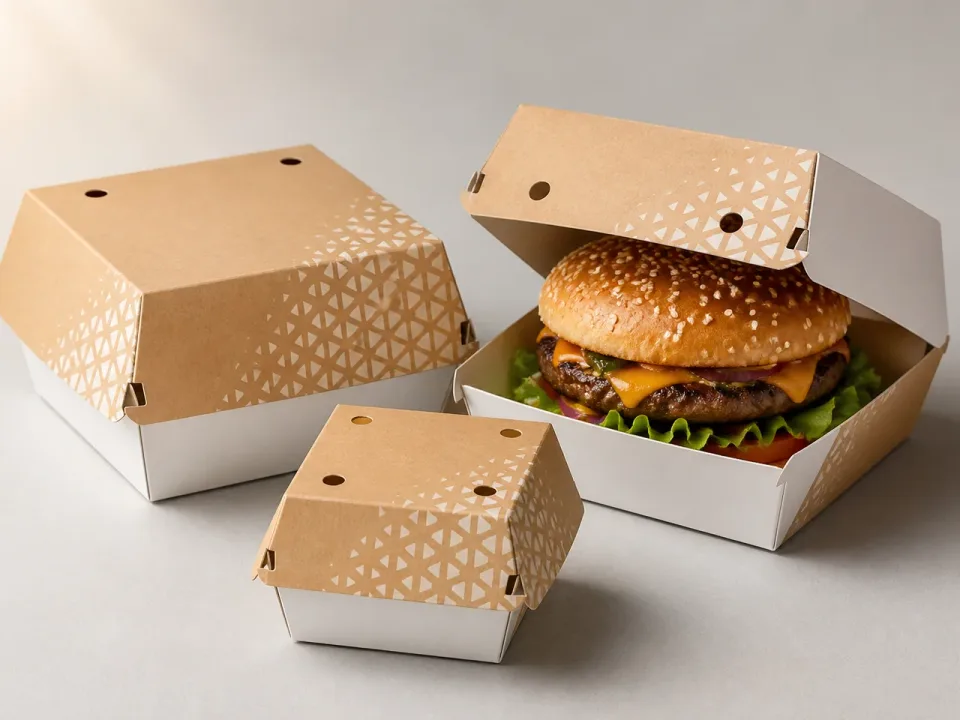 custom burger boxes printed with brand logo