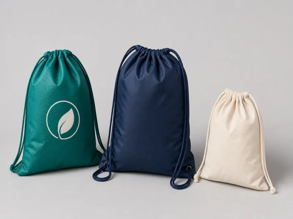 custom drawstring bags printed with brand logo