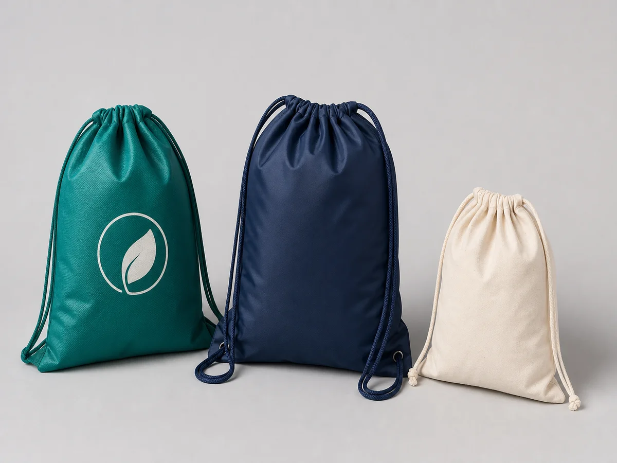custom drawstring bags printed with brand logo