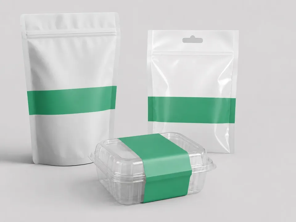 custom plastic packaging — plastic packaging printed with brand logo